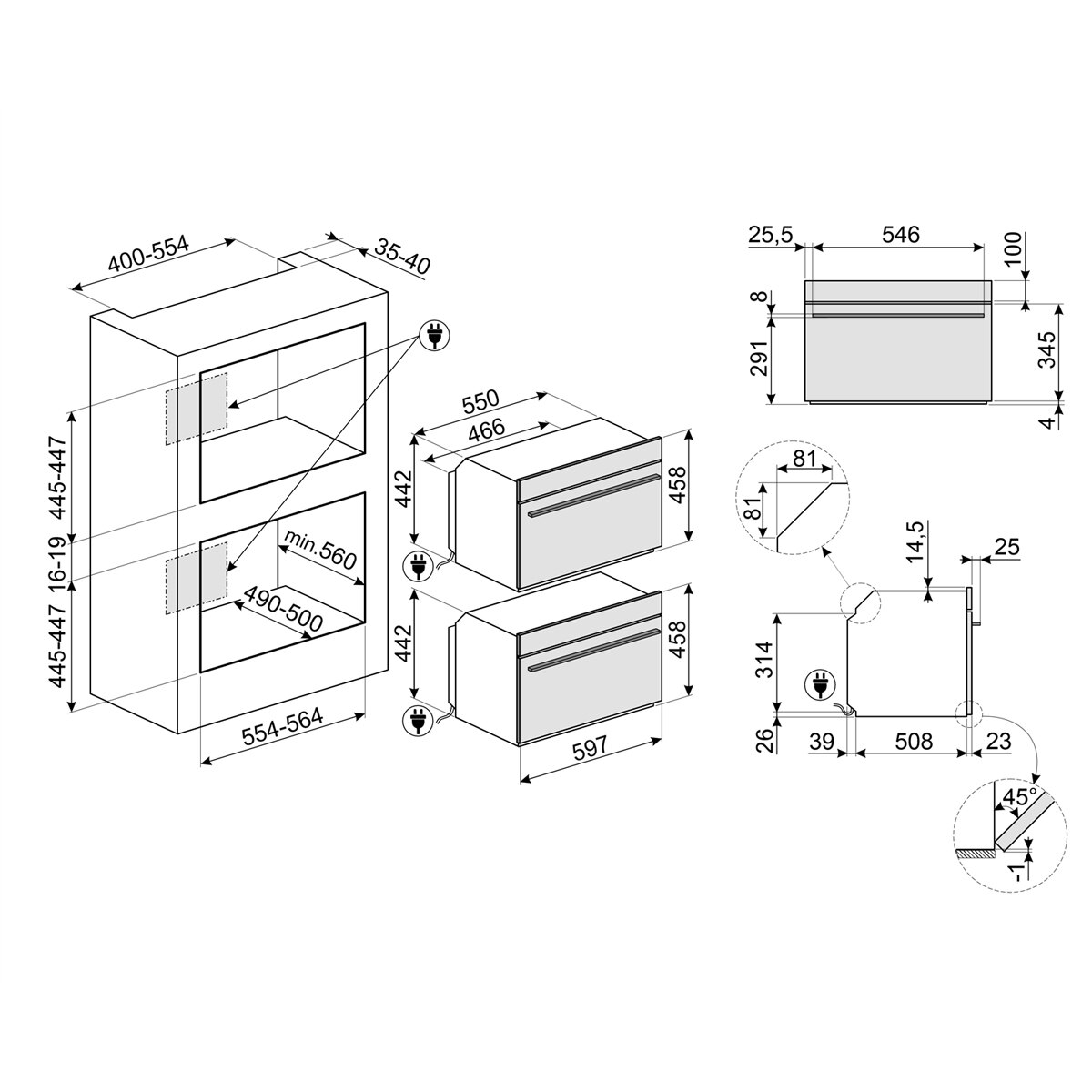 Horno compacto con microondas Smeg, 40 litros- SO4101M1B3 Negro-13