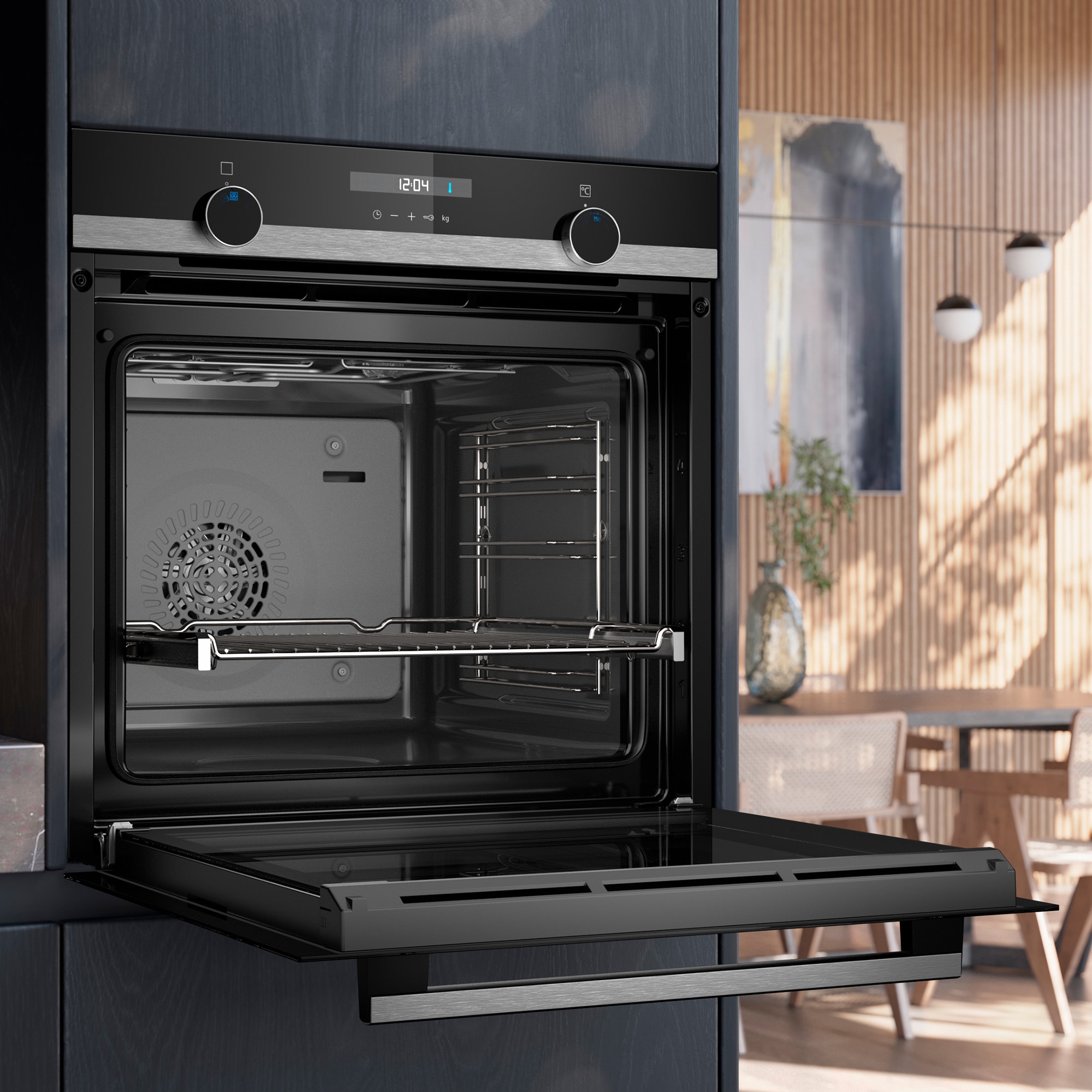 Horno multifunción Siemens iQ500 con función EcoClean - HB537GES3 Cristal negro/inox-4