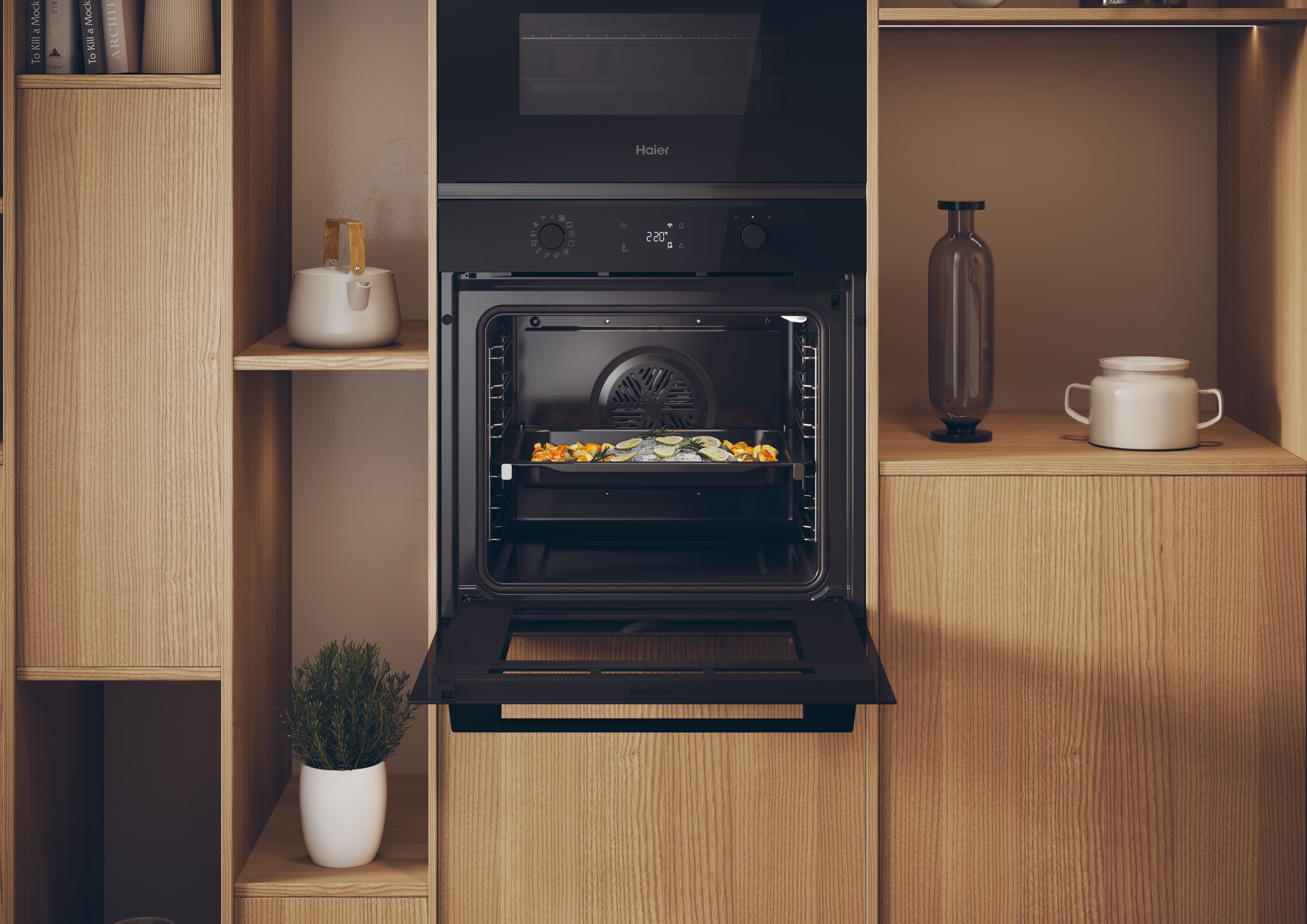 Horno Multifunción Haier, Pirolítico y con Función Vapor, WiFi - H6 ID25B3LYTB Negro-9