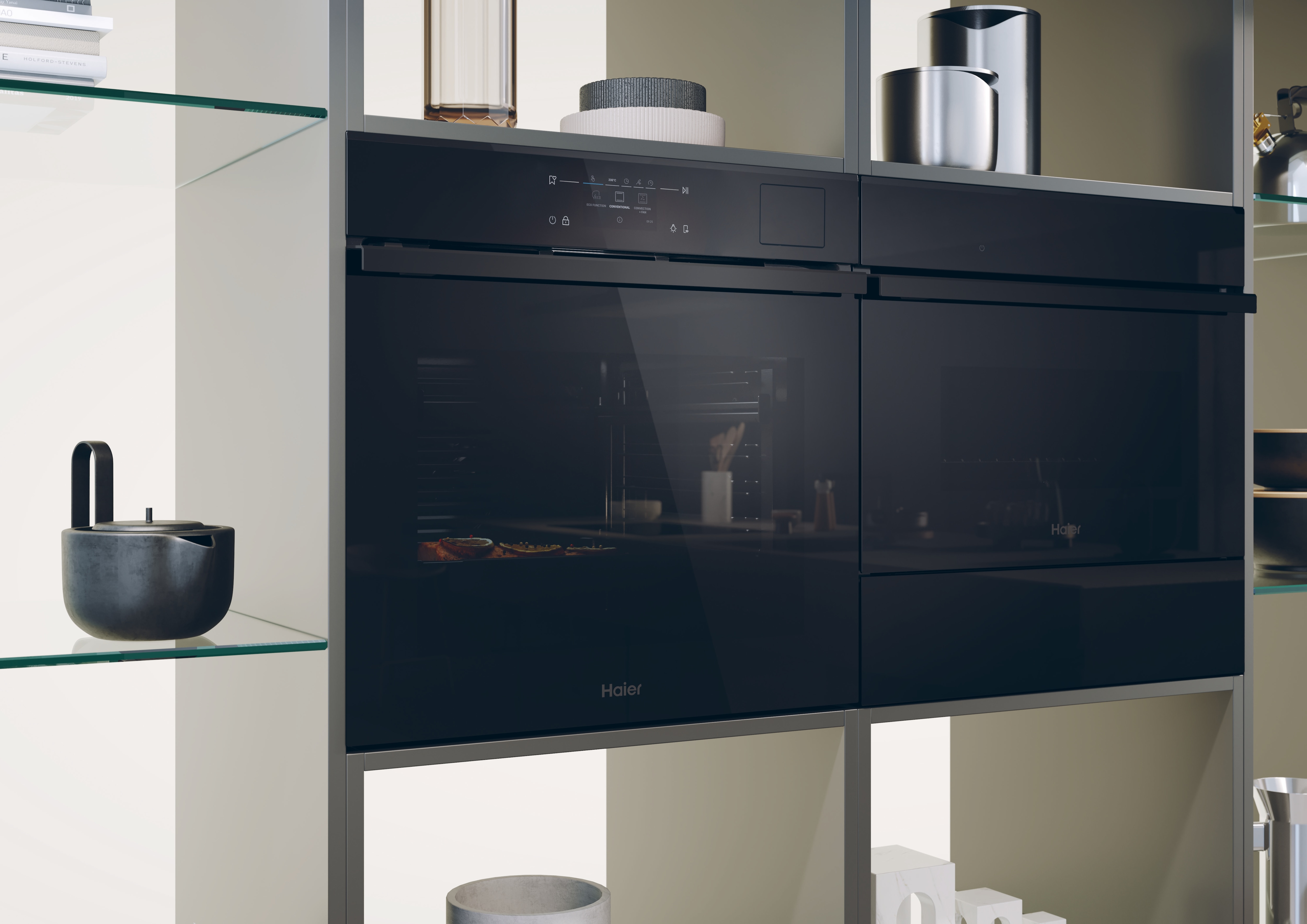 Horno Multifunción Haier, con Depósito a Vapor, Pirolítico, WiFi, ID Series 6 - H6 ID68C5SYTB Negro-8