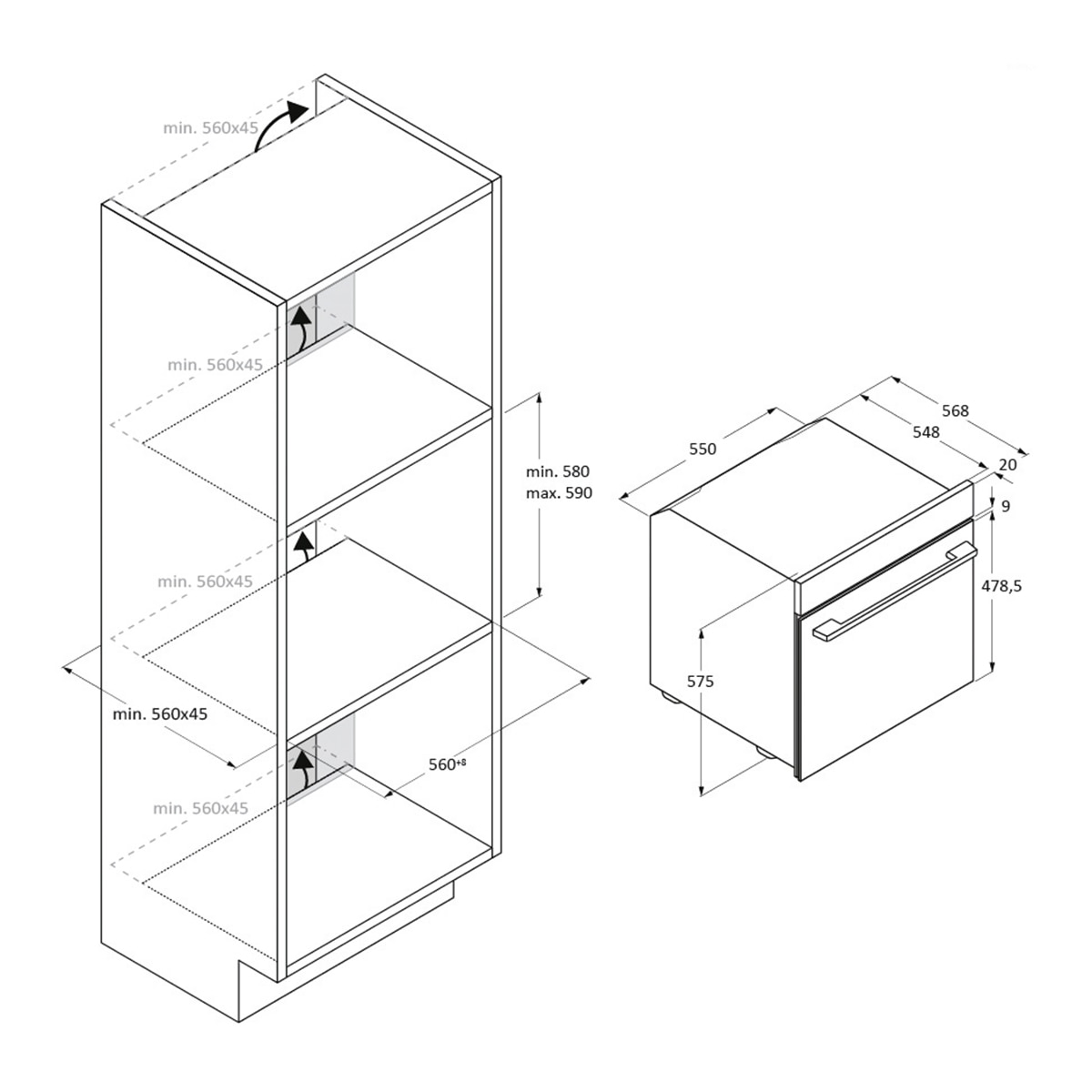 Horno Multifunción Candy, capacidad de 78 litros, Guía Telescópica y Función Airfry - CA6 NP5AB3YTW Blanco-13