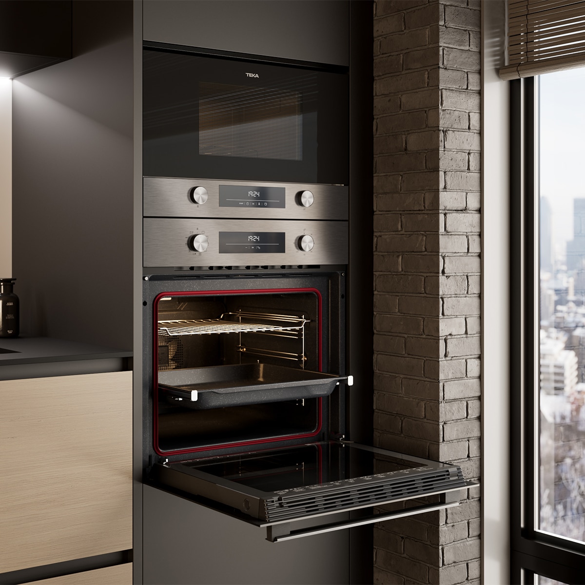 Horno multifunción Teka con 8 funciones y  sistema HydroClean-HSB 6360 Negro-12