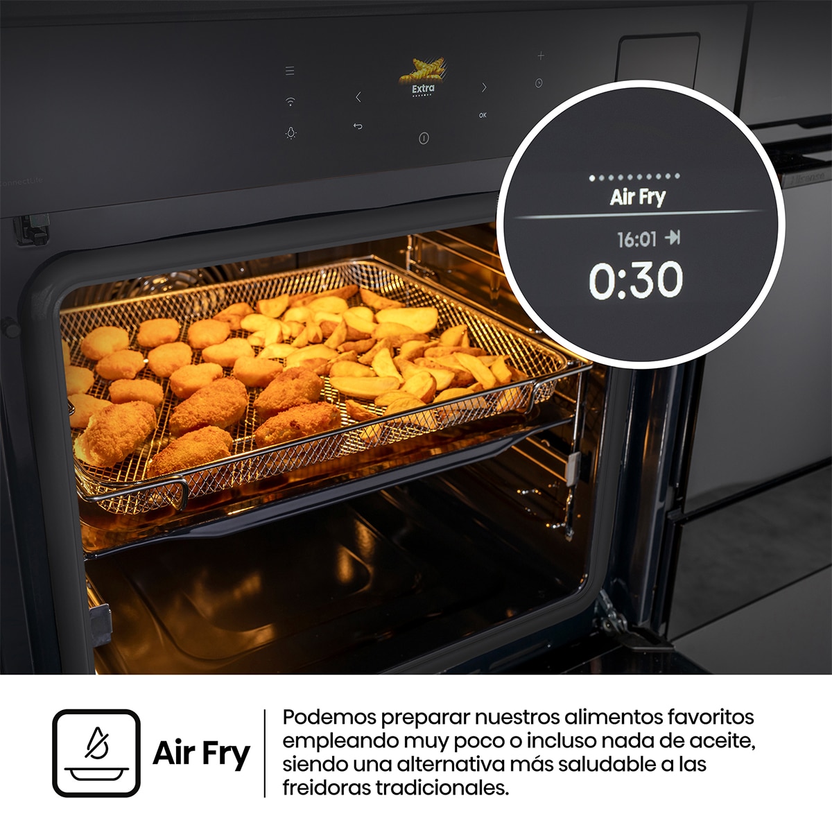 Horno multifunción Hisense función vapor y capacidad 77 litros - BFS615S8B Negro-9