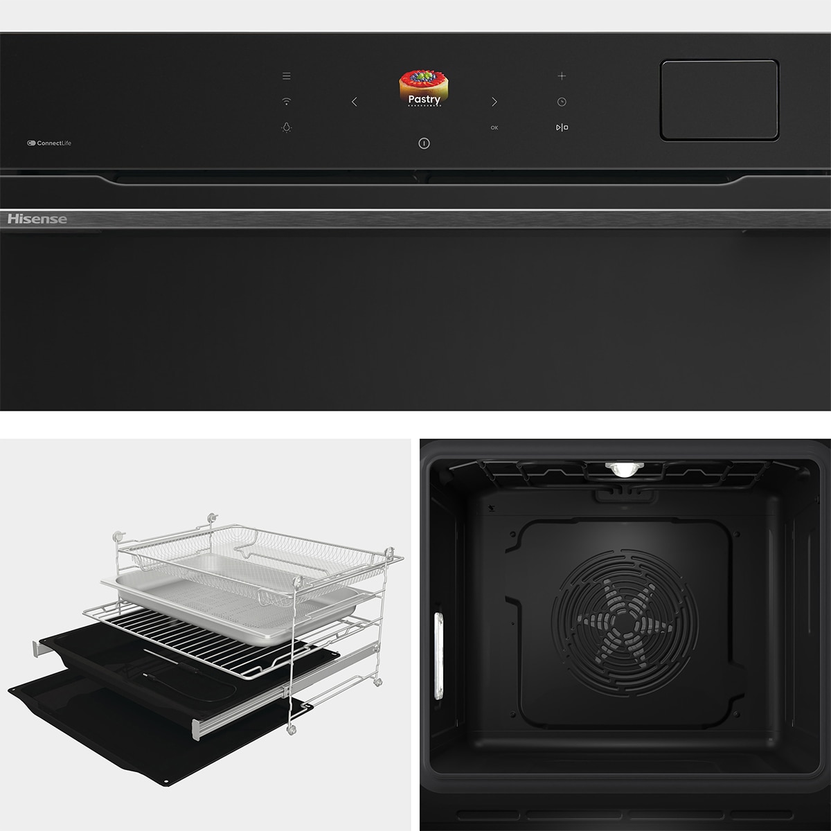 Horno multifunción Hisense función vapor y capacidad 77 litros - BFS615S8B Negro-13