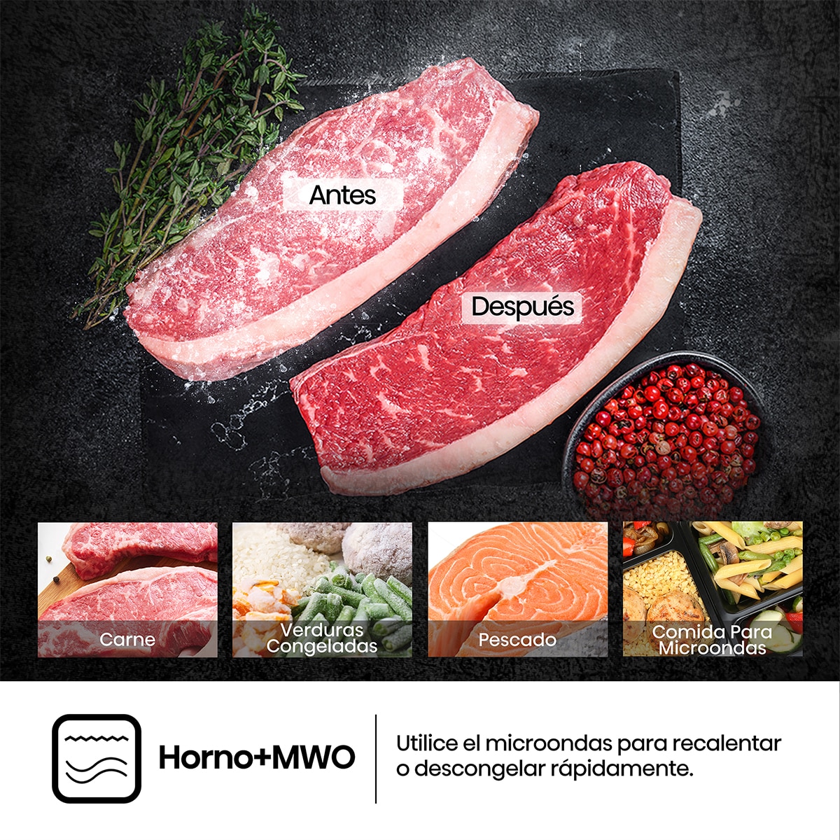 Horno con función microondas y capacidad 50 litros - BIM406A8B Negro-9