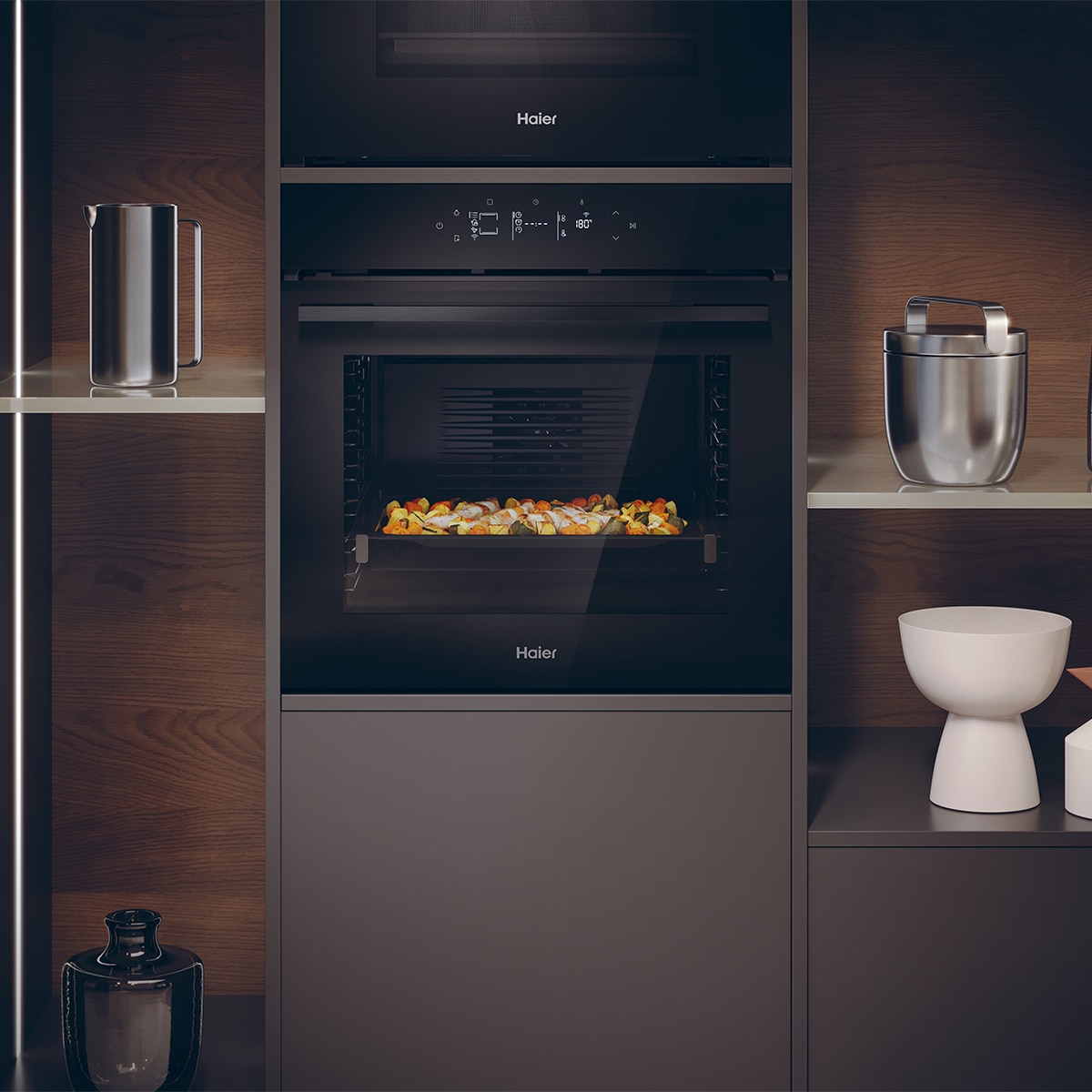 Horno multifunción Haier, 78 litros, Pirolítico y Cámara Interior - H6 ID46R5YTB Negro-13