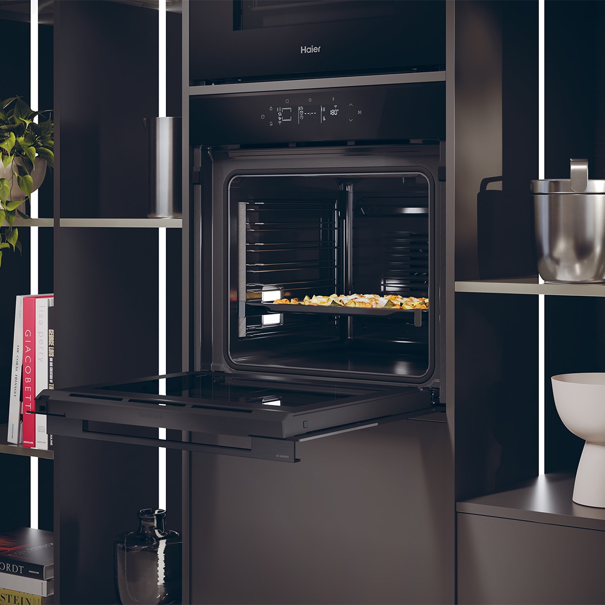 Horno multifunción Haier, 78 litros, Pirolítico y Cámara Interior - H6 ID46R5YTB Negro-14