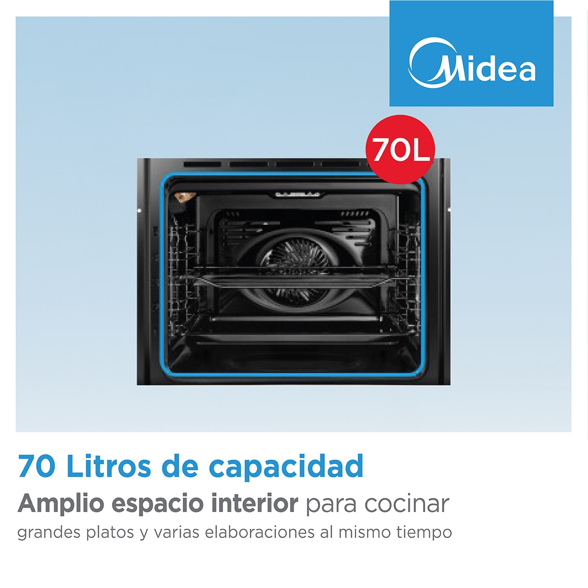 Forno Convencional Midea MBO65M40M0-X ST de 70 Litros - Preto e Inox Vidro preto/inox-3