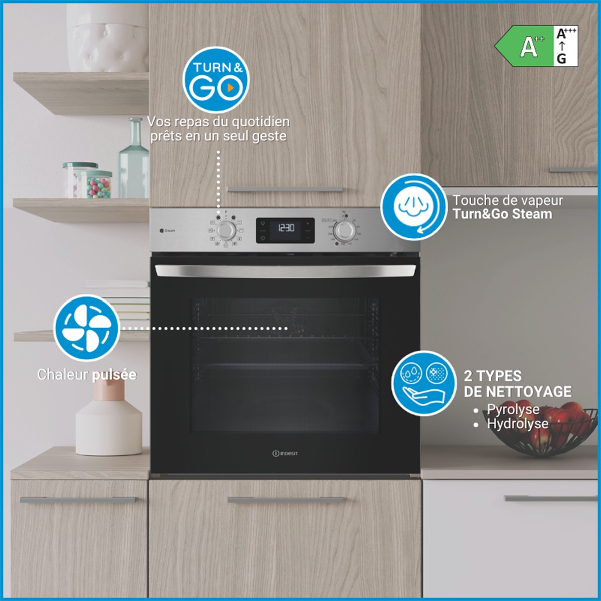 Horno multifunción Indesit pirolítico e hidrolitico - IO 278PS X Inox-8