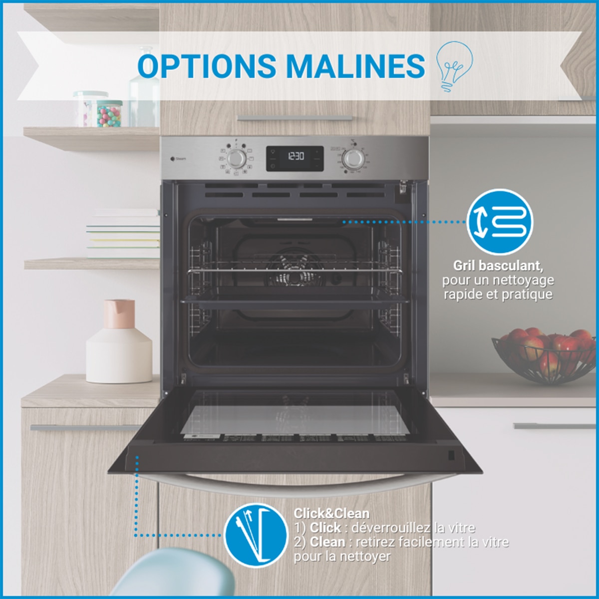 Horno multifunción Indesit pirolítico e hidrolitico - IO 278PS X Inox-9
