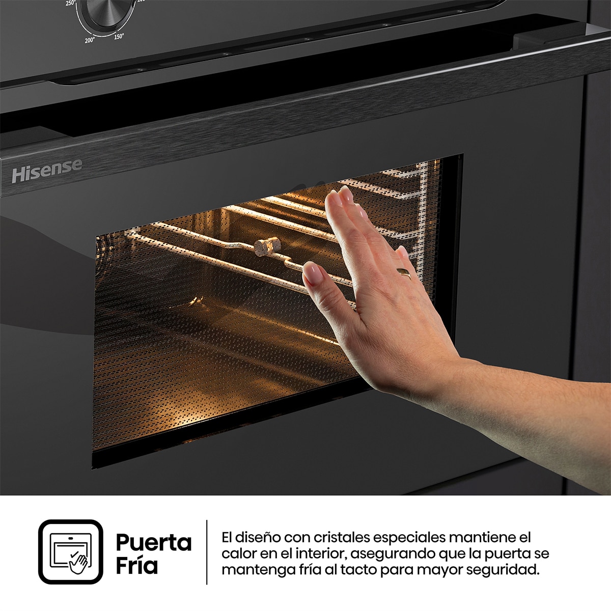 Horno multifunción compacto Hisense con diseño horno de leña negro - BI44221ABG - Cristal negro Cristal negro-6