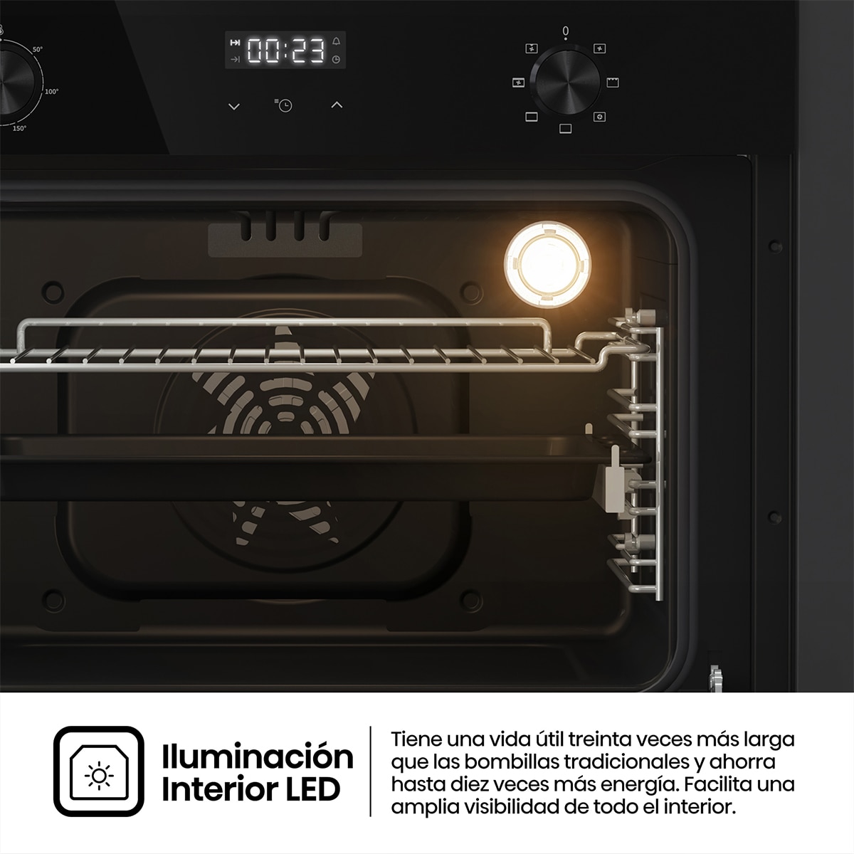 Horno multifunción compacto Hisense con diseño horno de leña negro - BI44221ABG - Cristal negro Cristal negro-7