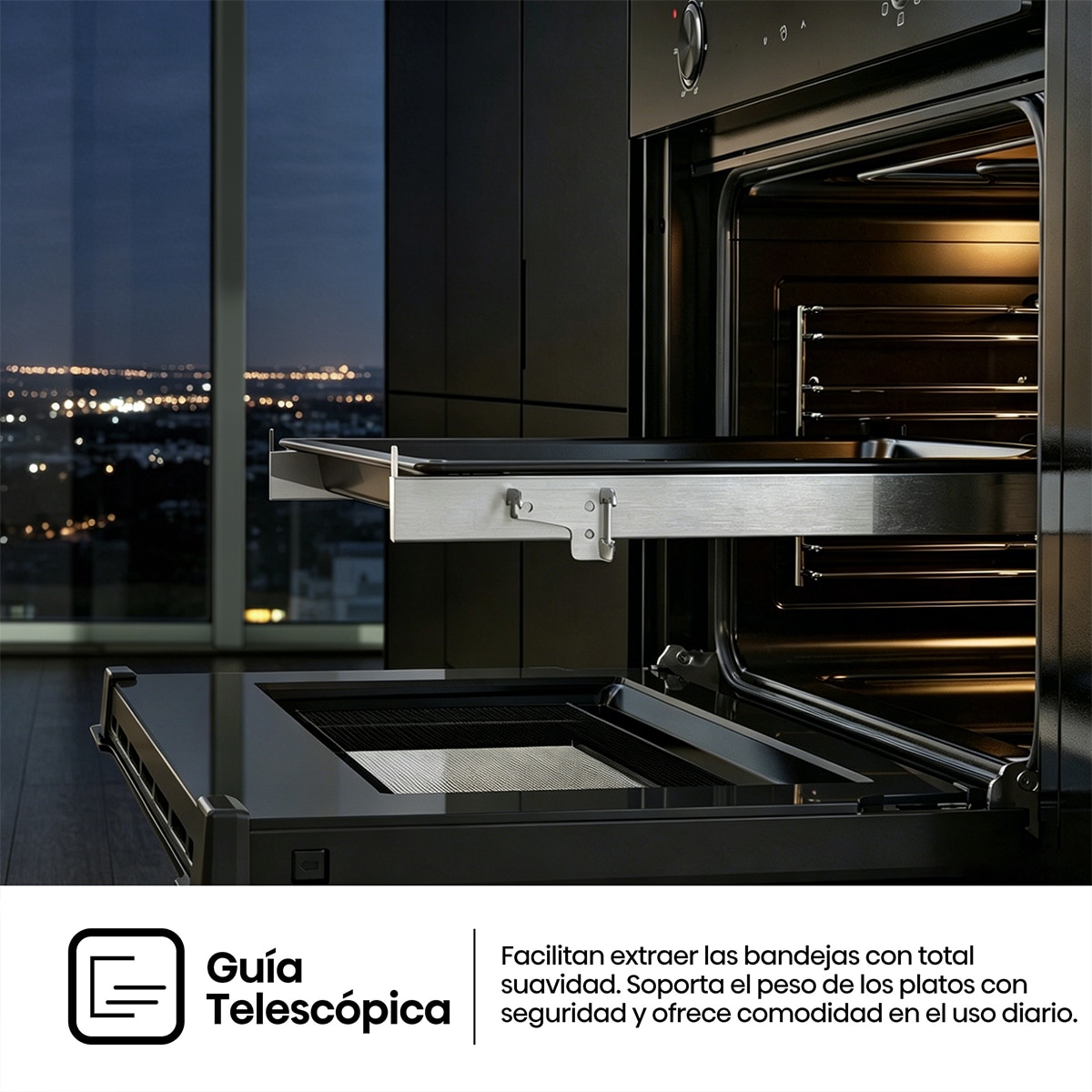 Horno multifunción compacto Hisense con diseño horno de leña negro - BI44221ABG - Cristal negro Cristal negro-8