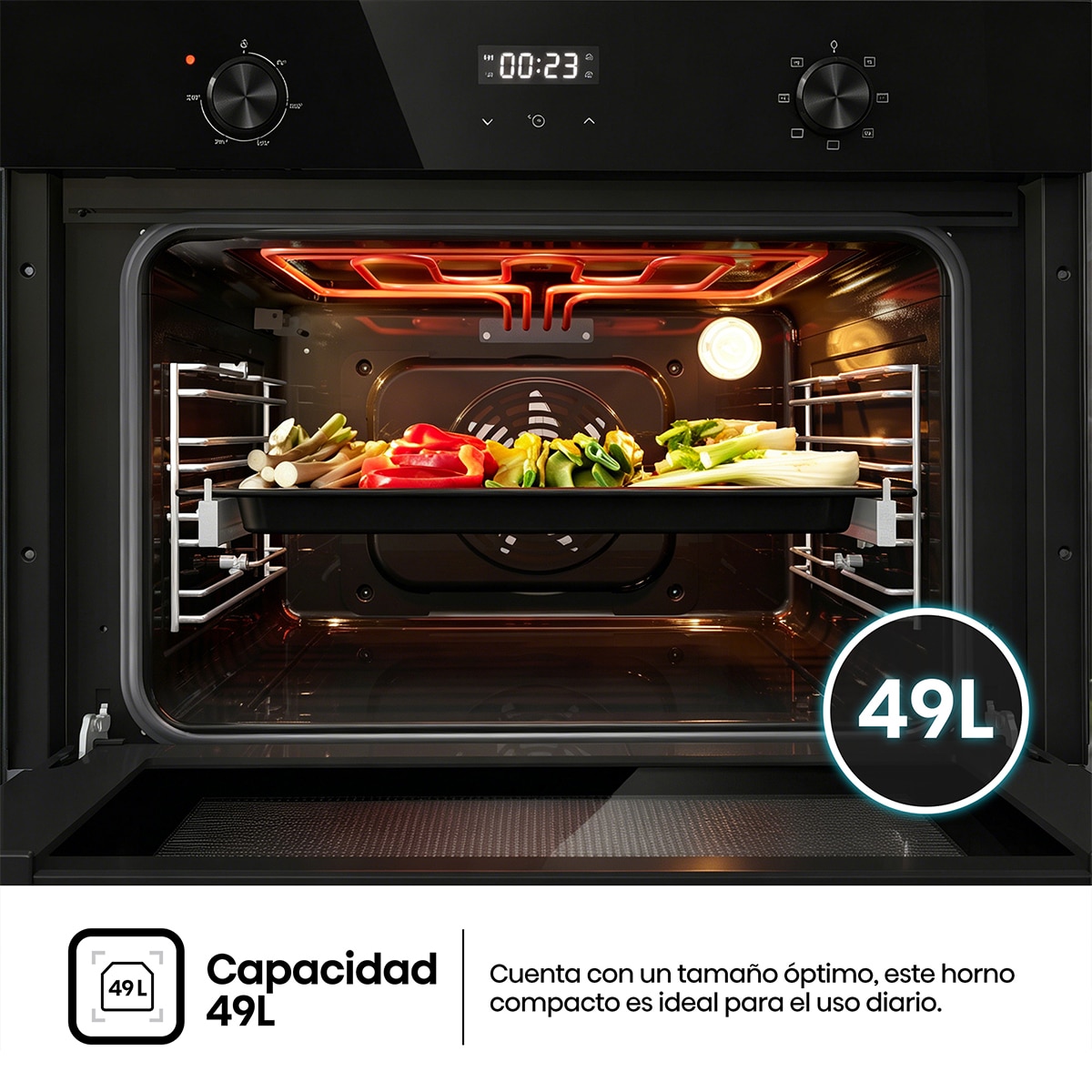 Horno multifunción compacto Hisense con diseño horno de leña negro - BI44221ABG - Cristal negro Cristal negro-11