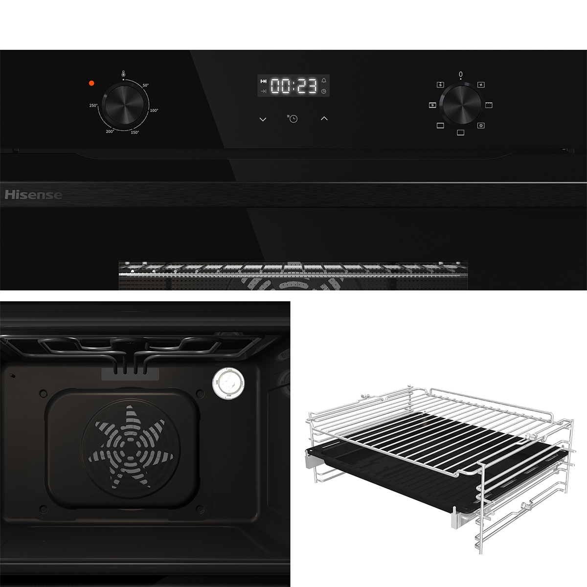 Horno multifunción compacto Hisense con diseño horno de leña negro - BI44221ABG - Cristal negro Cristal negro-12
