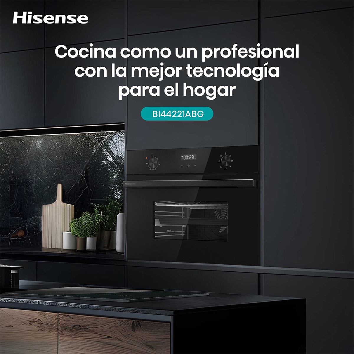 Horno multifunción compacto Hisense con diseño horno de leña negro - BI44221ABG - Cristal negro Cristal negro-13