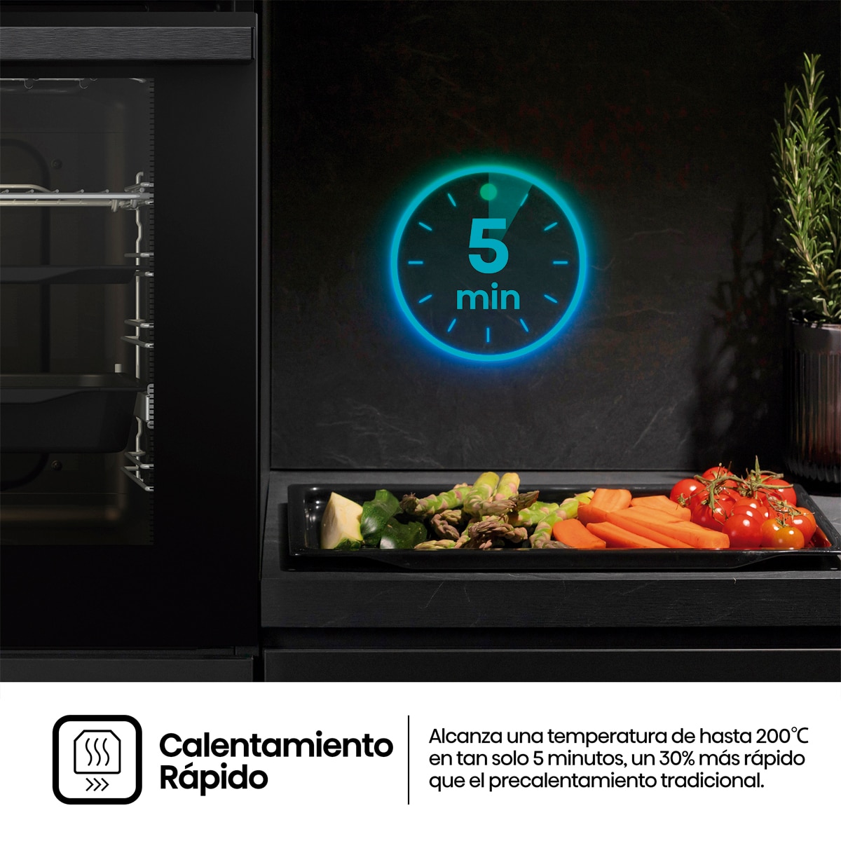 Horno multifunción pirolítico Hisense con función Air Fry - BI64223EPBG - Cristal negro Cristal negro-6