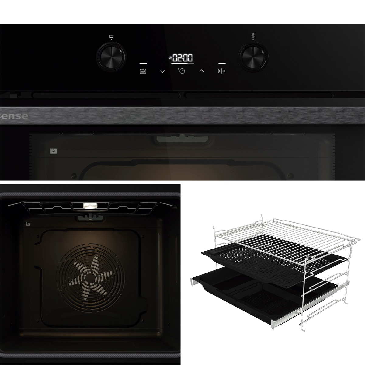 Horno multifunción pirolítico Hisense con función Air Fry - BI64223EPBG - Cristal negro Cristal negro-11
