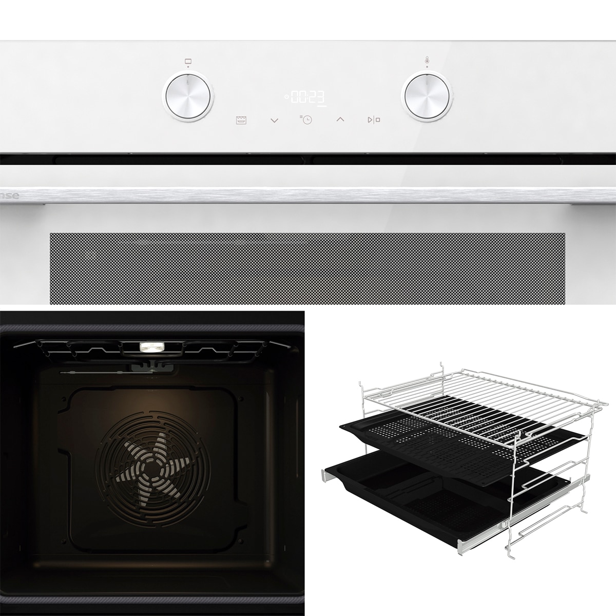 Horno multifunción Hisense pirolítico con función Air Fry - BI64223EPWG - Cristal blanco Cristal blanco-11