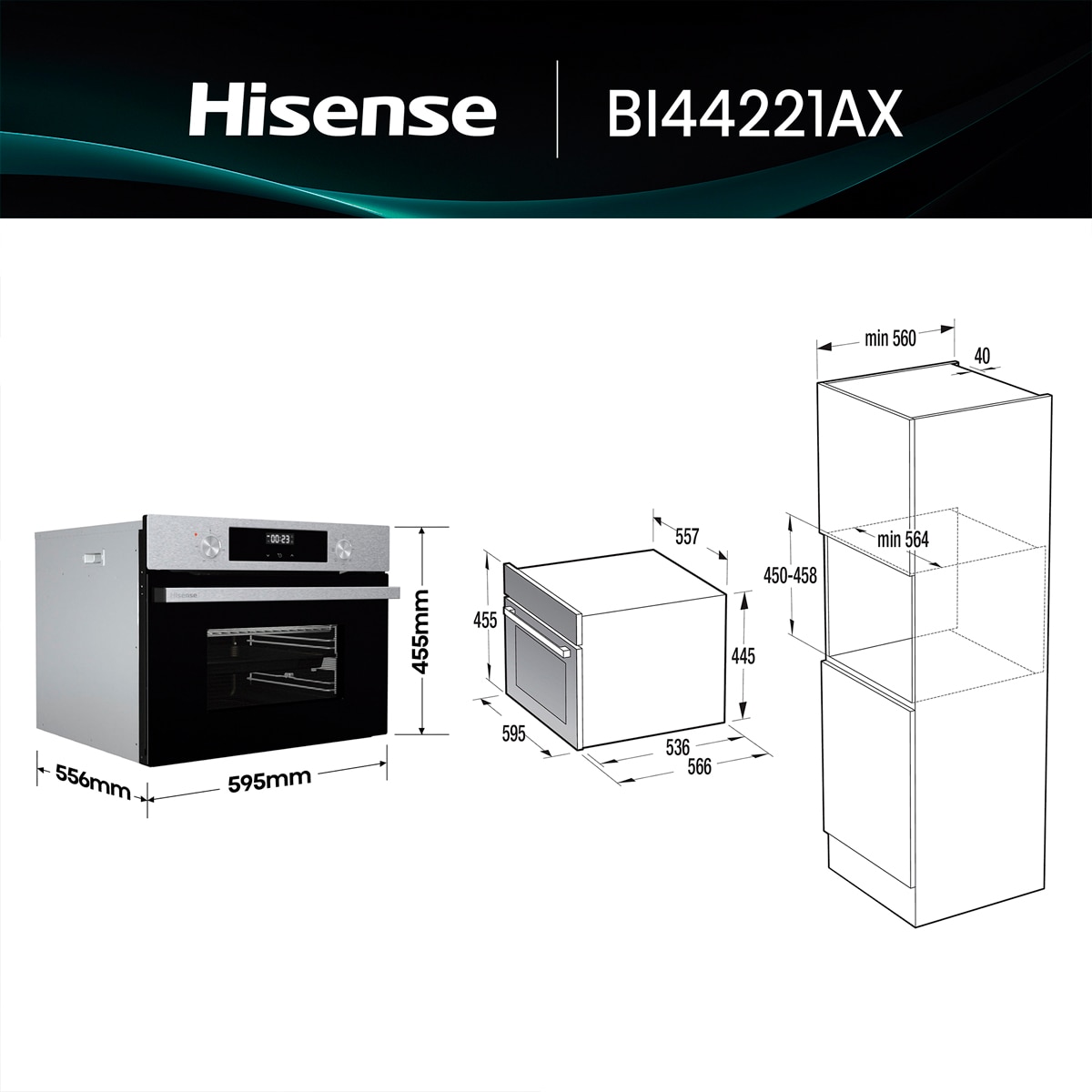 Horno multifunción compacto diseño horno de leña - BI44221AX - Inox Inox-2