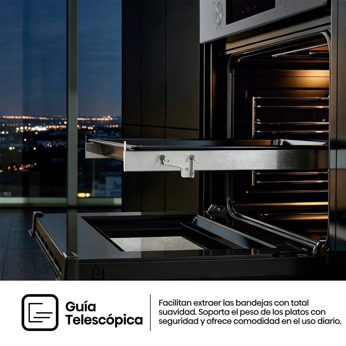 Horno multifunción compacto diseño horno de leña - BI44221AX - Inox Inox-8