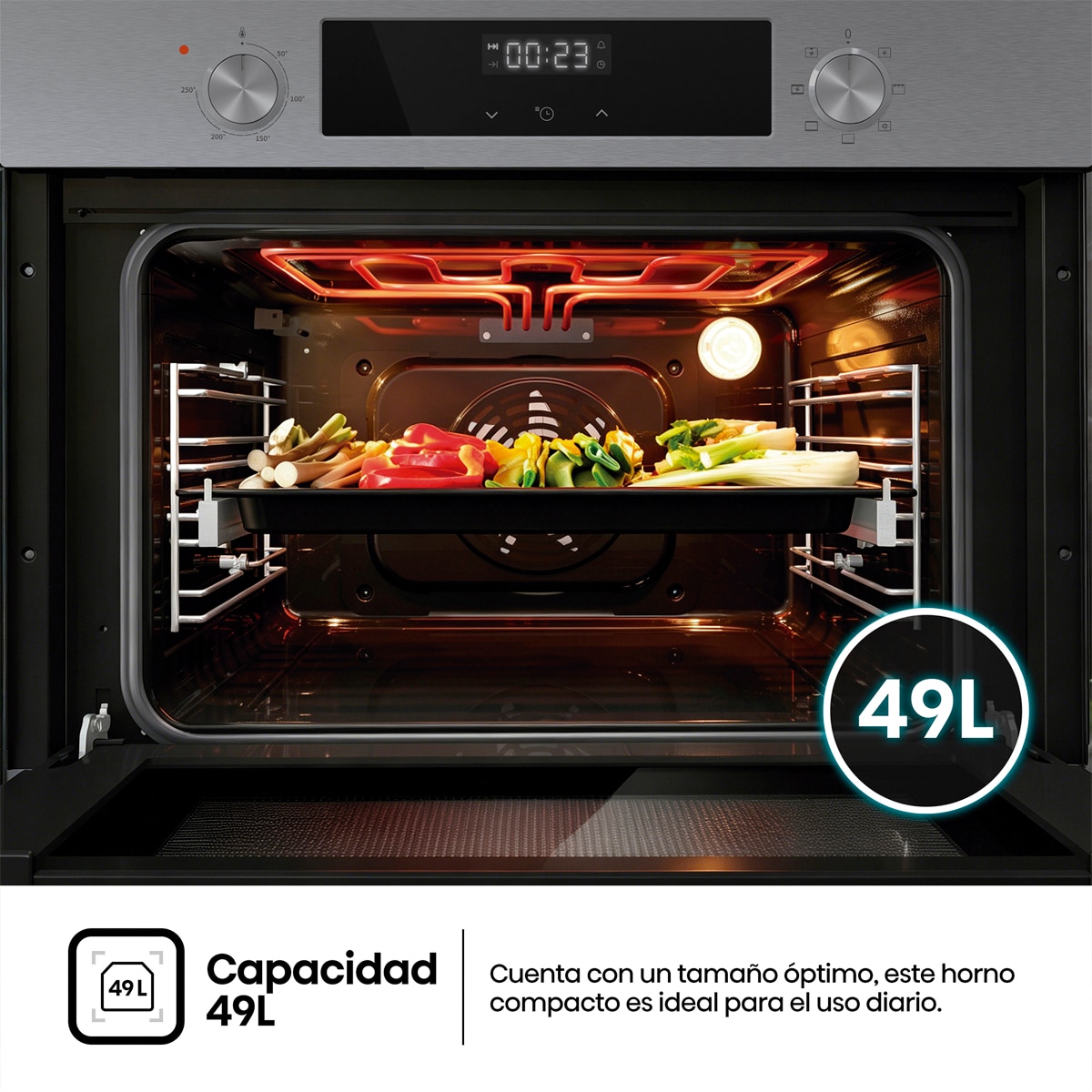 Horno multifunción compacto diseño horno de leña - BI44221AX - Inox Inox-11