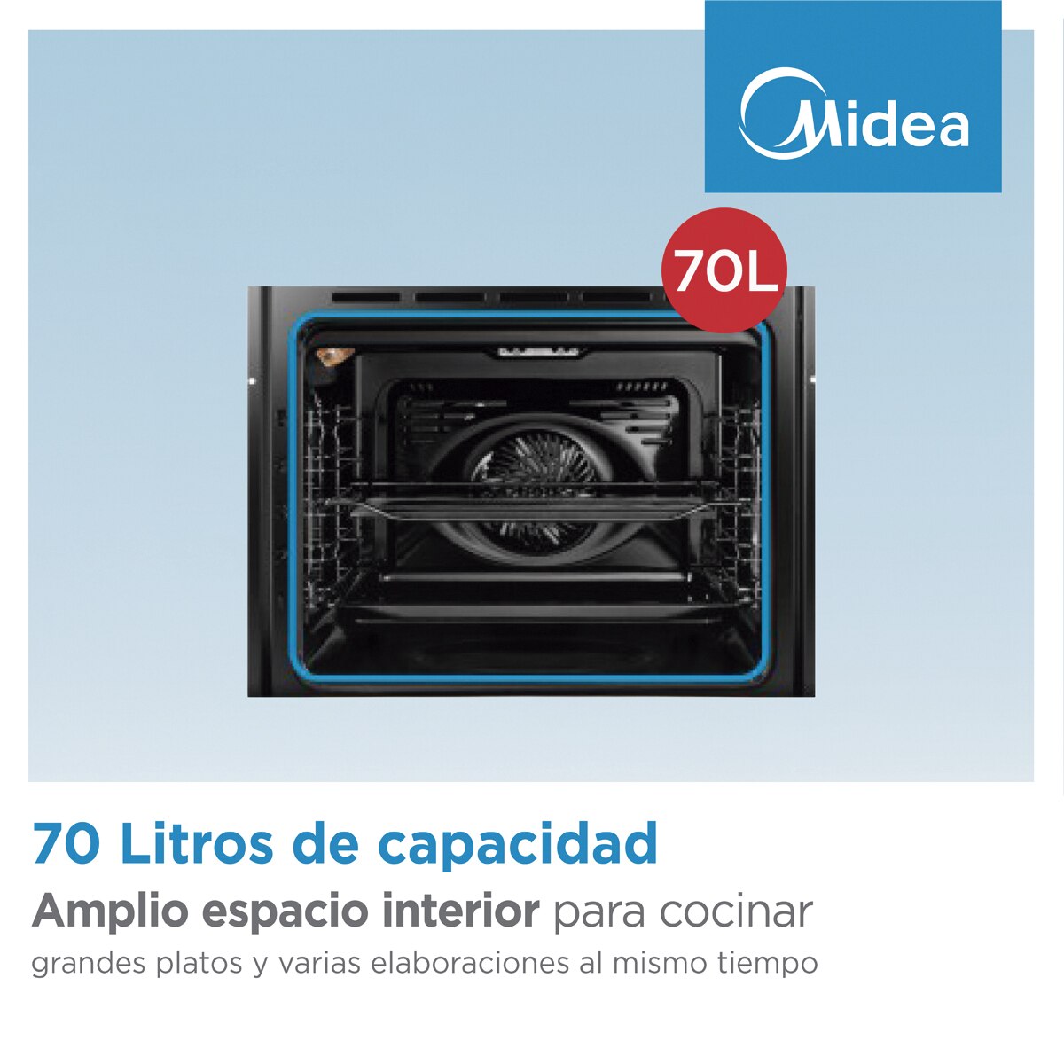 Horno multifunción Midea hidrolítico 70 litros - MBOG2-D2M90(WH) - Blanco Blanco-3
