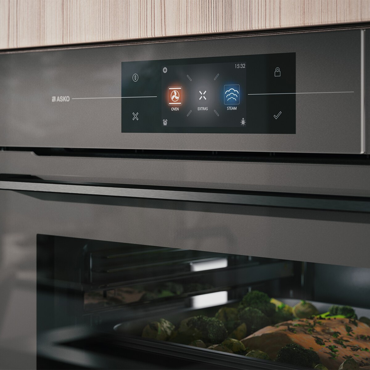 Horno multifunción, vapor Asko Sistema Pure Steam™ 45 cm - OCS8478GG - Gris perla Gris perla-5