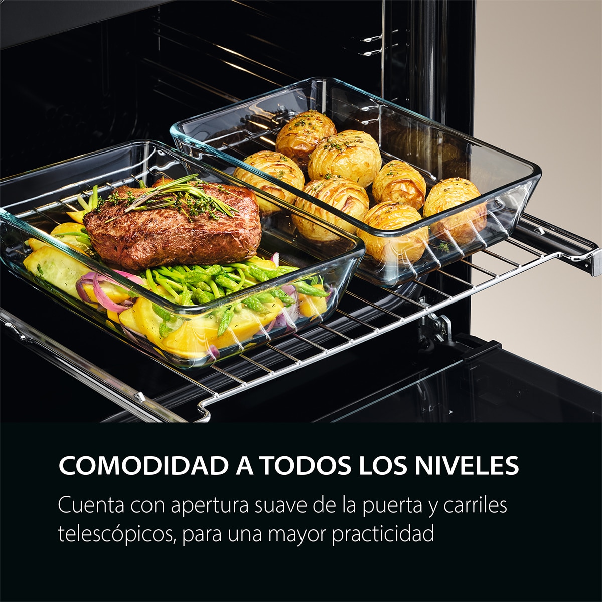 Horno AEG Vapor Pirolítico Sonda Térmica Resultados Jugosos Inox Antihuellas S6000 OR6PB51WSB Negro-12