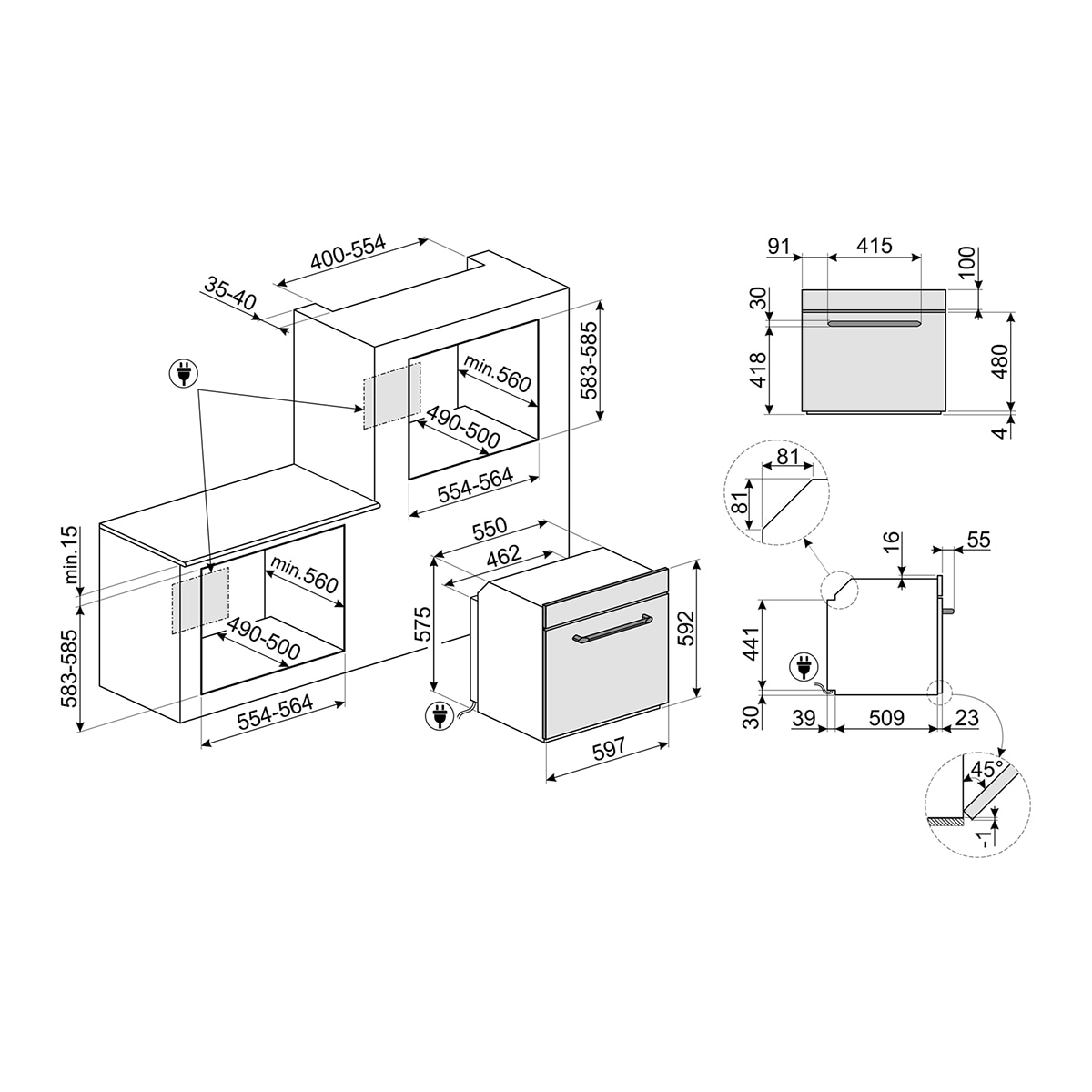 Horno multifunción Smeg con 8 funciones - SF6905N1 - Negro Negro-2