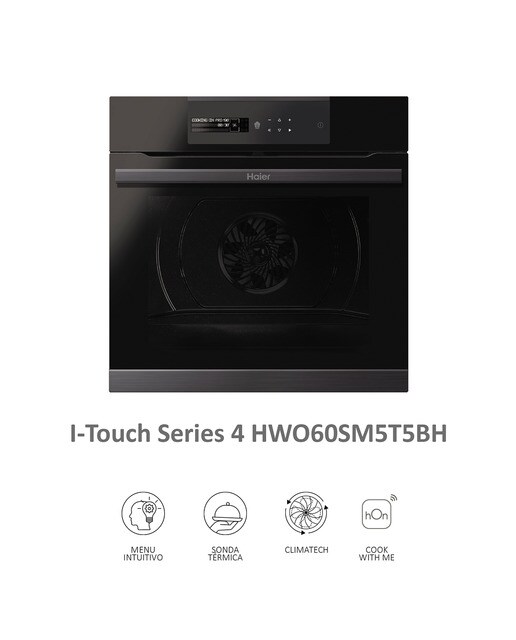 Horno multifunción Haier WIFI y limpieza por Aquálisis I-Touch Series 4- HWO60SM5T5BH - Negro Negro-3