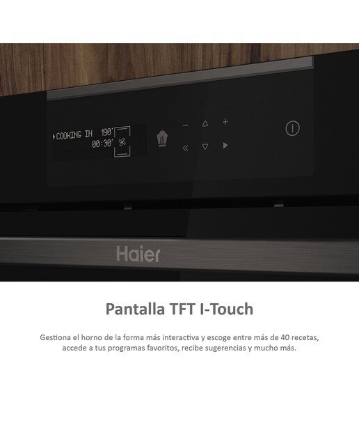 Horno multifunción Haier WIFI y limpieza por Aquálisis I-Touch Series 4- HWO60SM5T5BH - Negro Negro-7
