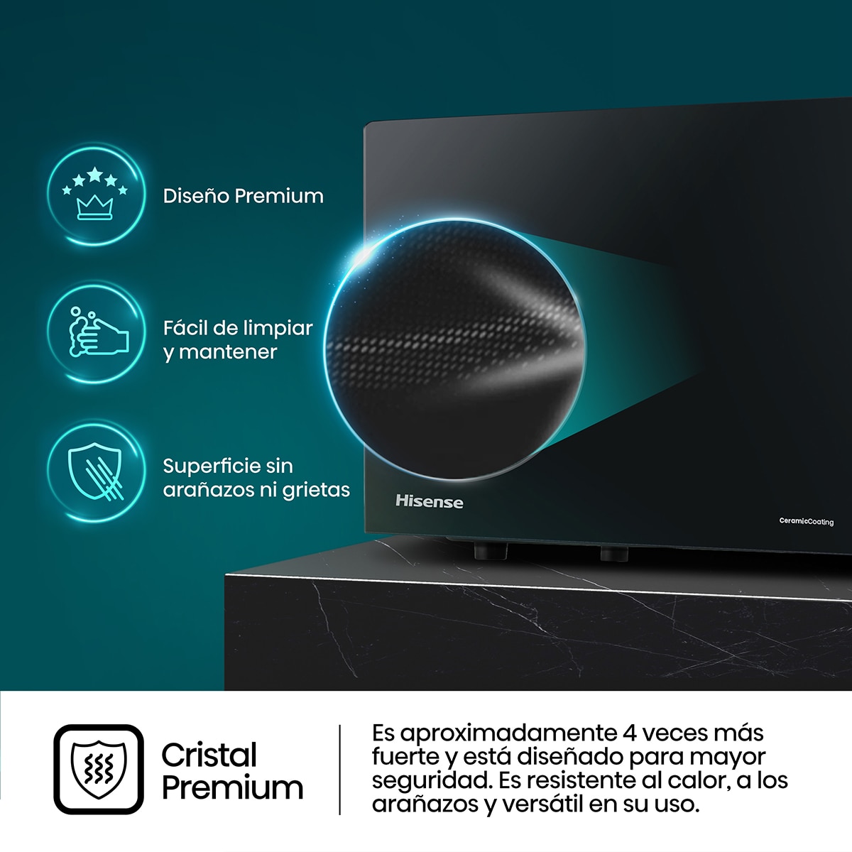 Microondas Hisense H20MOBP1 con capacidad de 20 litros Negro-5