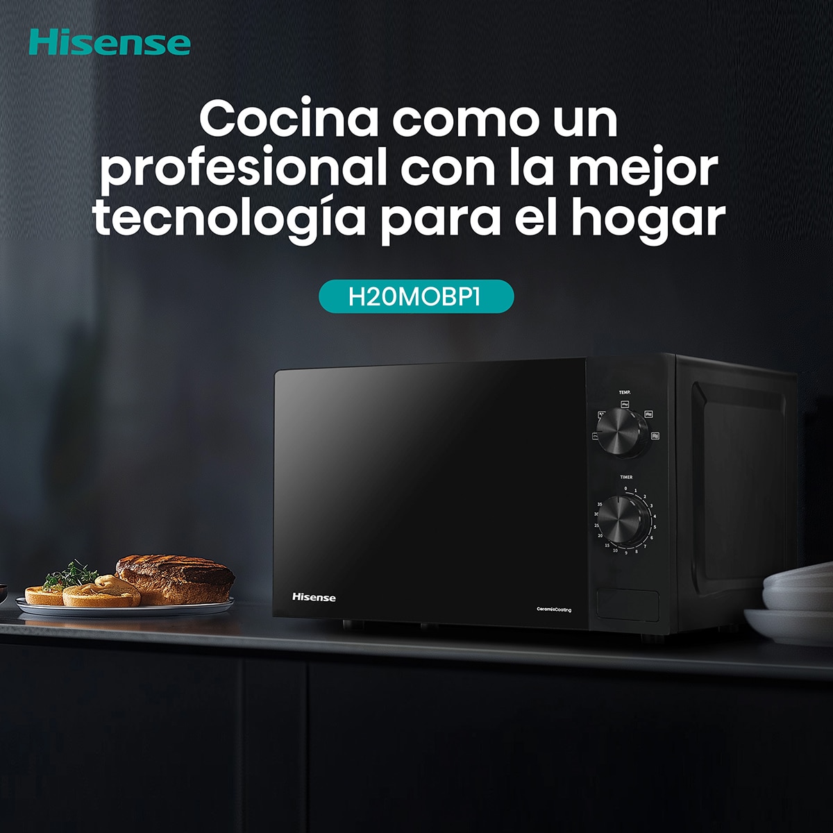 Microondas Hisense H20MOBP1 con capacidad de 20 litros Negro-14