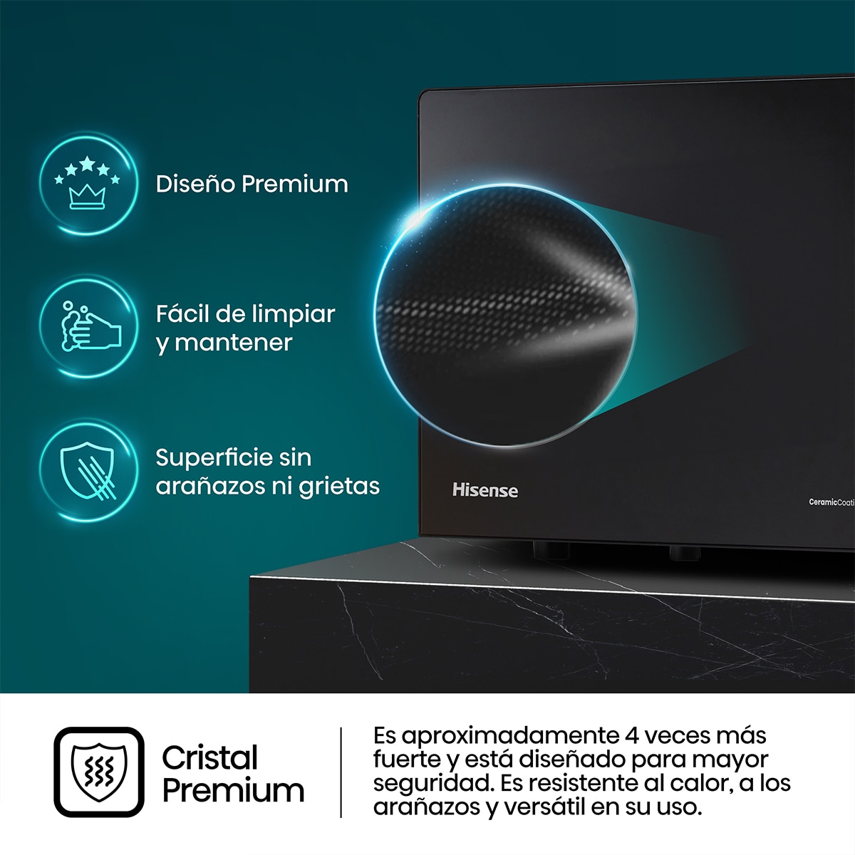 Microondas Hisense 23 litros sin grill - H23MOBSD1H Negro-5
