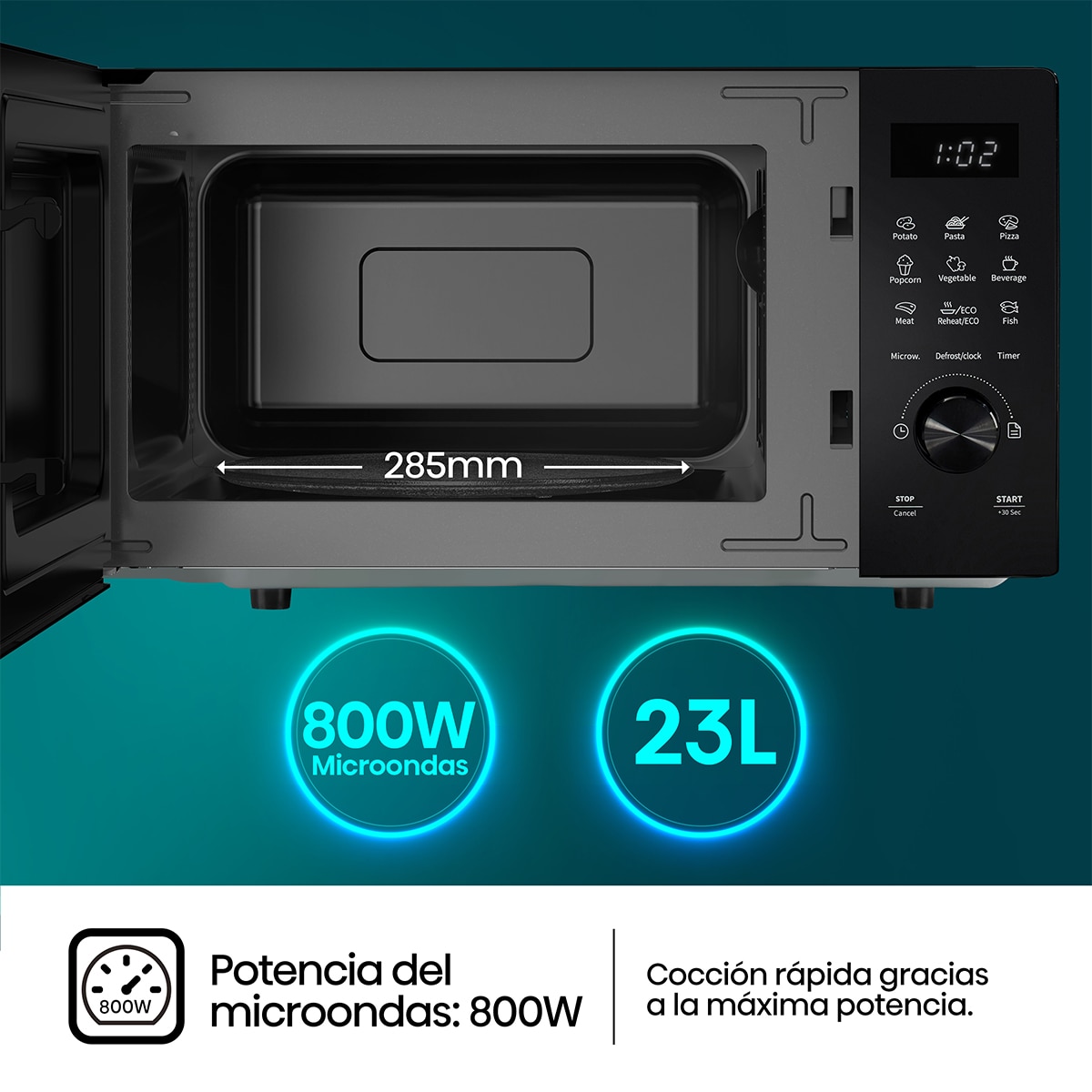 Microondas Hisense 23 litros sin grill - H23MOBSD1H Negro-6