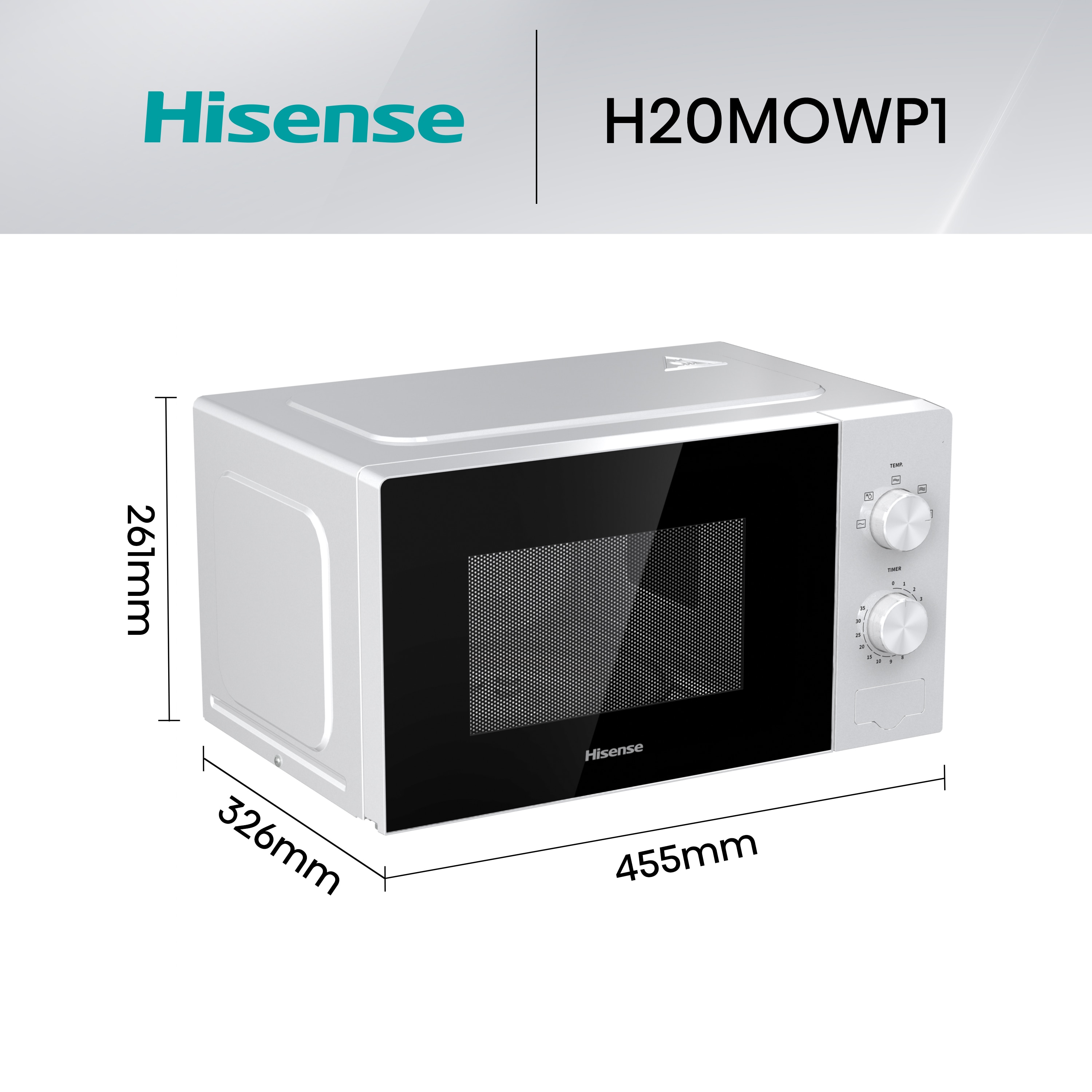 Microondas Hisense con capacidad de 20 litros - H20MOWP1 Blanco-3