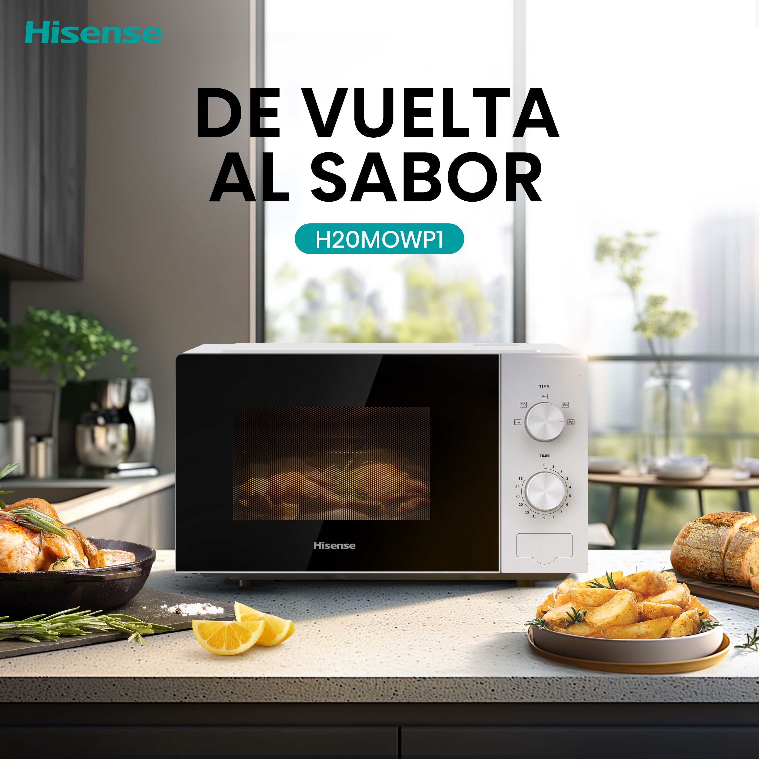 Microondas Hisense con capacidad de 20 litros - H20MOWP1 Blanco-7