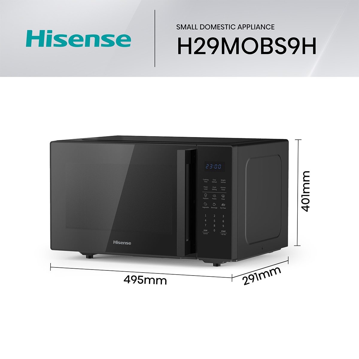 Microondas Hisense 29 litros, sin grill - H29MOBS9H Negro-2