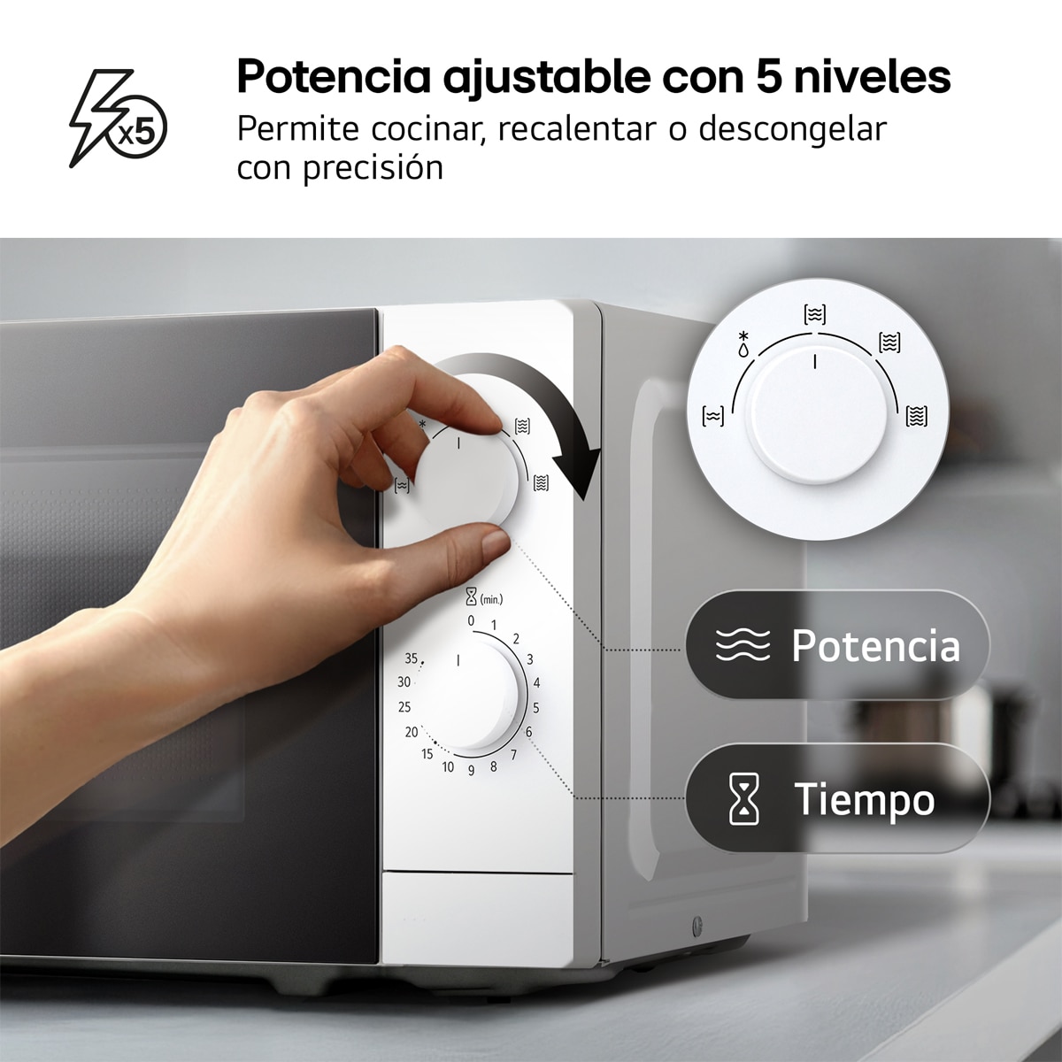 Microondas LG 20 litros con 5 niveles de potencia - MS2082H 5