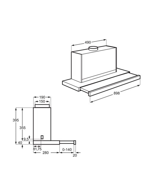 Exaustor Telescópico Encastrável AEG 6000 ExtractionTech DPE5960M de 4 Velocidades e 90 cm - Inox Anti dedadas Inox anti marcas-2