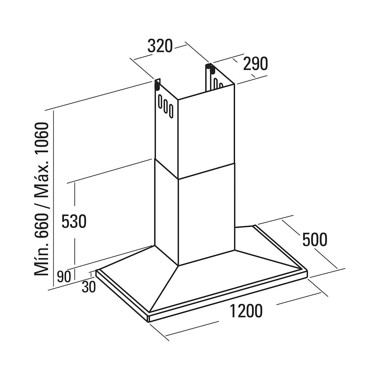 Exaustor de Parede Cata Beta1200 com 3 Níveis de Extração e de 120 cm - inox Inox-2