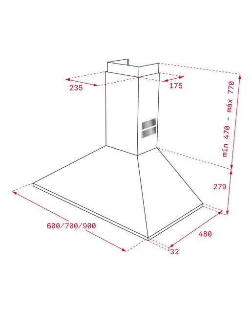 Exaustor de Parede Teka DBP 70 PRO INOX com 4 Velocidades e de 70 cm - Inox Inox-4