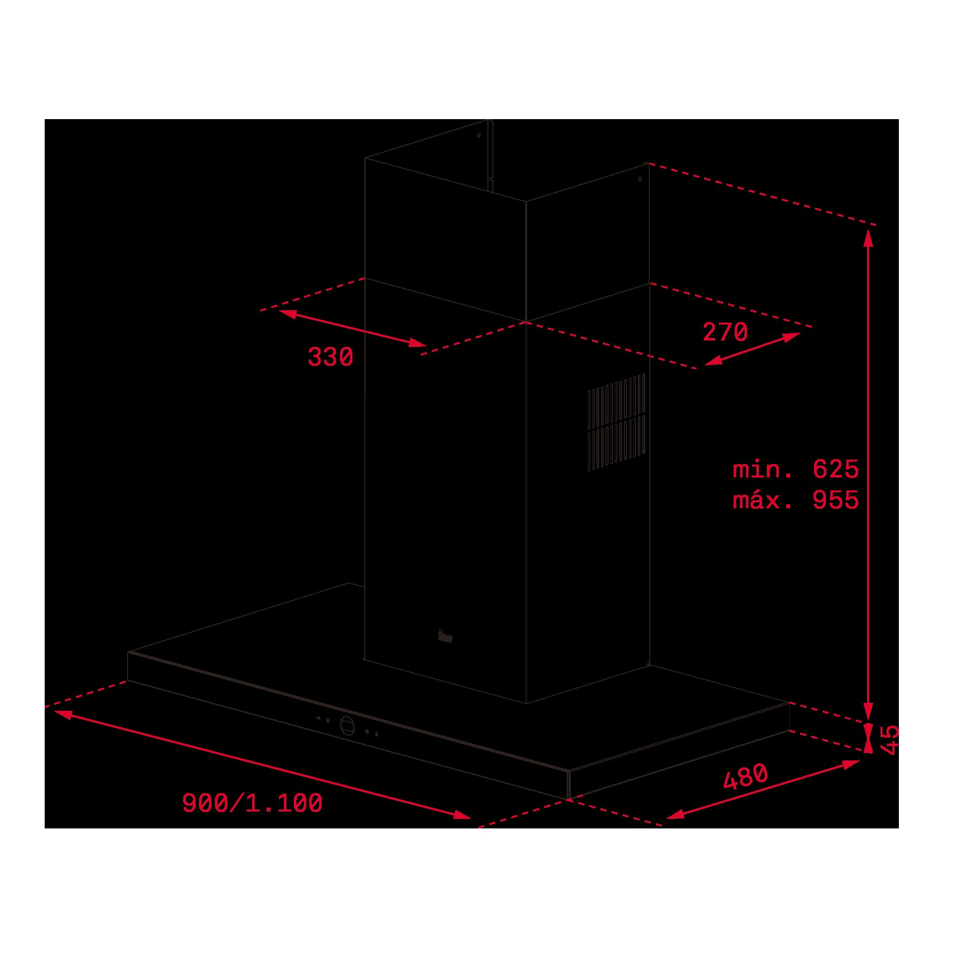 Exaustor de Parede Teka PERFECT A4 DLH 985 T Touch Control e Motor EcoPower com 4 Velocidades e de 90 cm - Vidro Preto Aço inoxidável-5