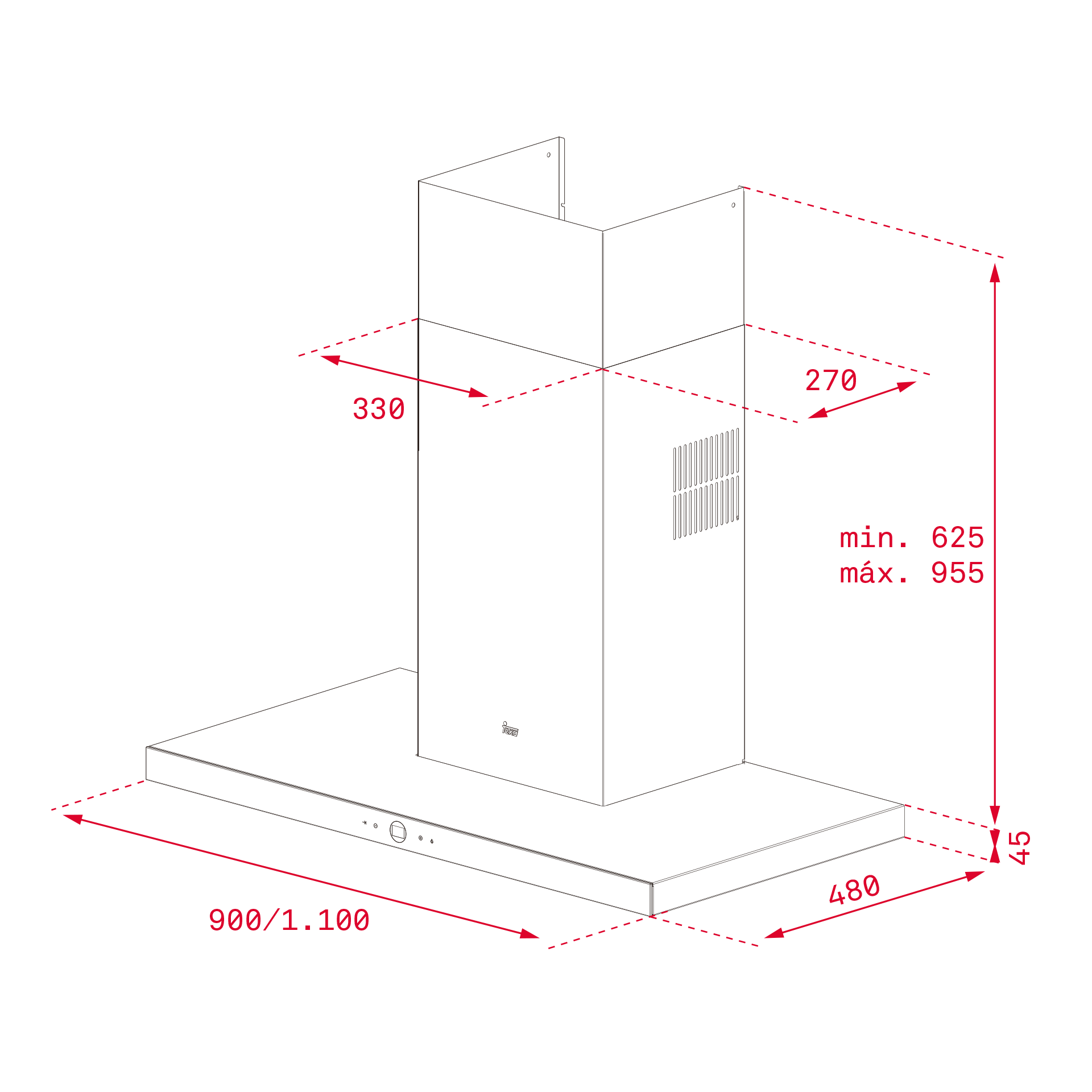 Exaustor de Parede Teka DLH 1185 T Ultraslim com Motor EcoPower de 4 Velocidades e de 110 cm - Vidro Preto com Aro Inox Aço inoxidável-2