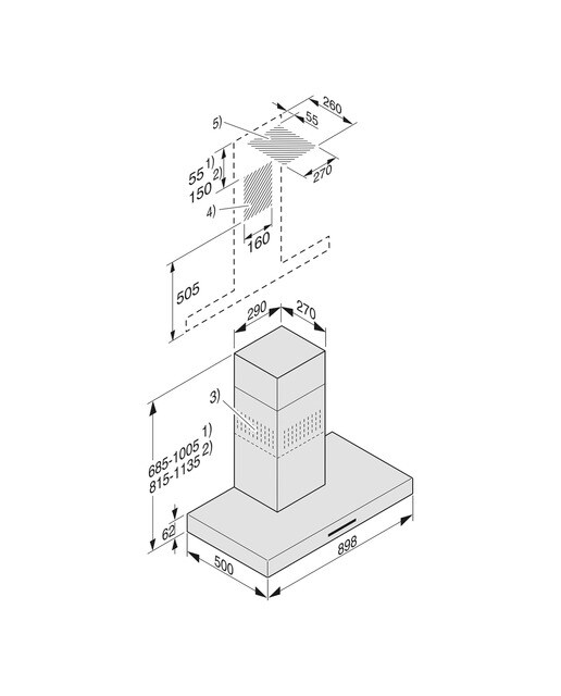 Exaustor de Parede Miele PUR 98 W EDST com 4 Velocidades e de 90 cm - Aço Inox Aço inoxidável-2