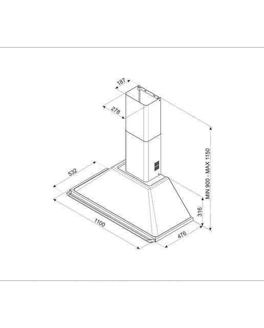 Exaustor de Parede Smeg Trapézio Victoria KTR110XE com 4 Velocidades e de 110 cm - Aço Inox Aço inoxidável-2