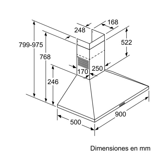 Exaustor de Parede Balay 3BC696MN com Controlo Mecânico, de 3 velocidades e de 90 cm - Preto Preto-6