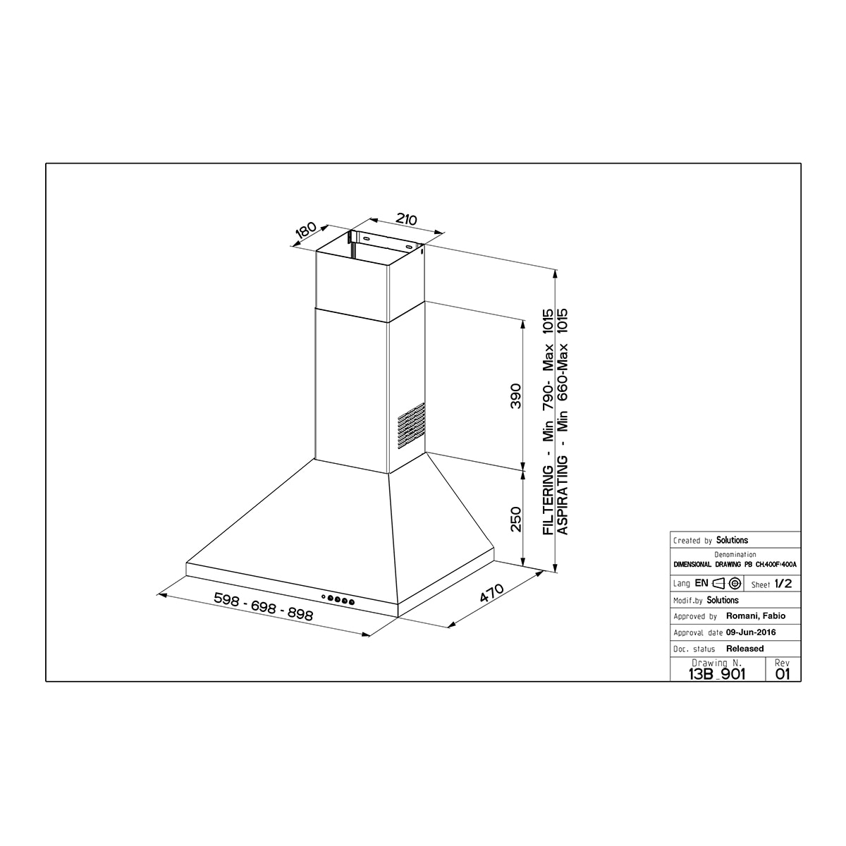 Campana decorativa Mepamsa 3 velocidades - Gavia 70 - Inox Inox-2
