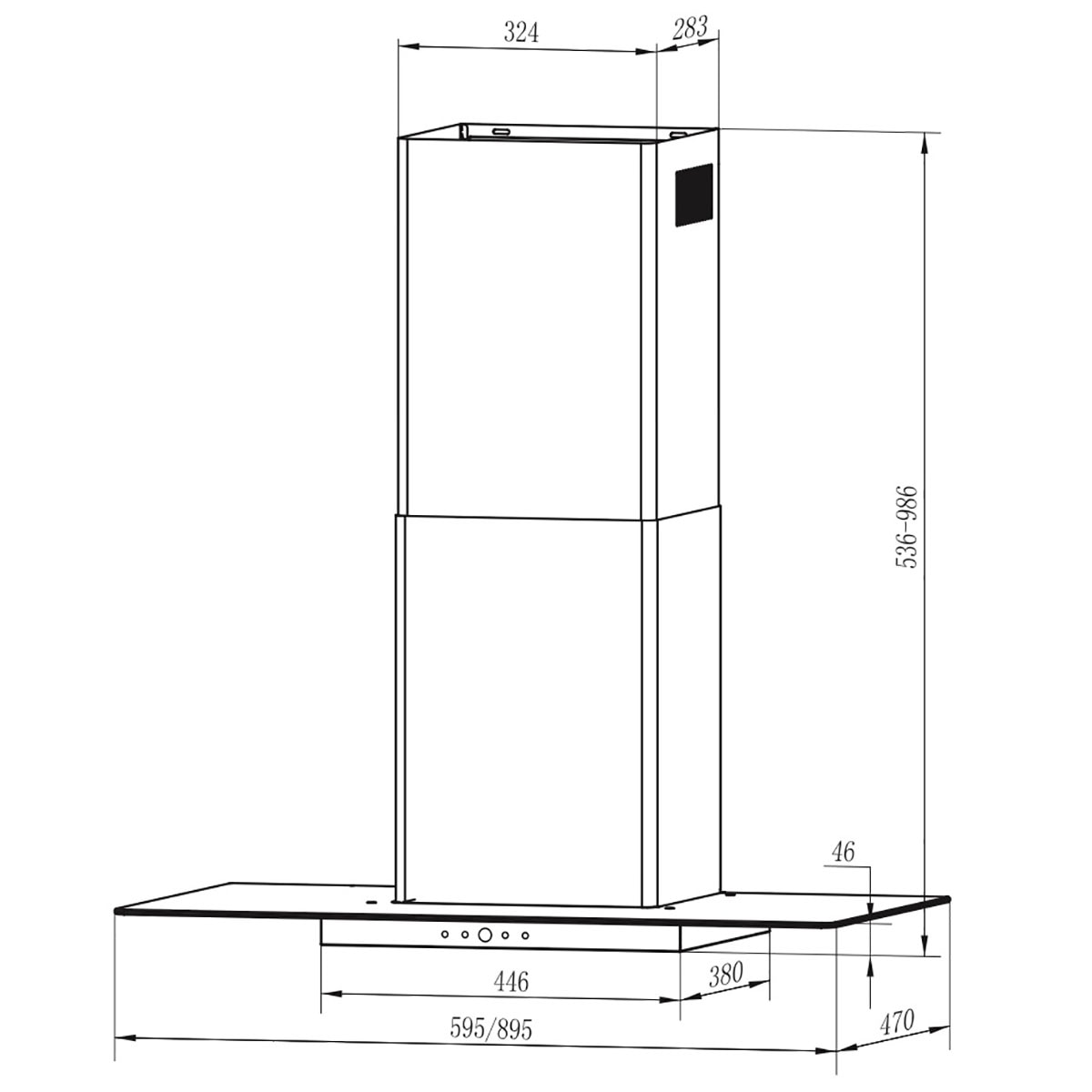 Campana decorativa Mepamsa acero inoxidable y cristal - Cristalo 90 Inox / Cristal-2